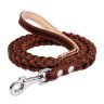 Поводок CoLLaR квадратное плетение, с прошивкой коричневый, кожа (122 см)