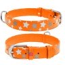 Ошейник WAUDOG Glamour с узором "Звездочка" Оранжевый, кожа, Размер: S (30-39 см)