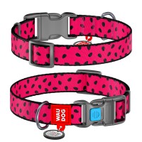 Ошейник WAUDOG Nylon с QR паспортом, рисунок "Арбуз", пластиковый фастекс Разноцветный, Нейлон, Размер: XS (23-35 см)