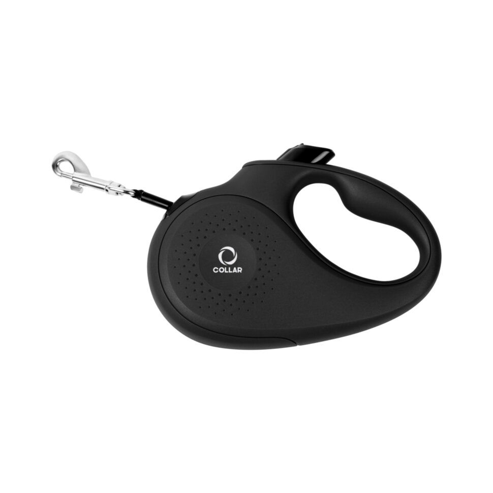 Поводок-рулетка COLLAR Черный, Пластик, L (500 см) для собак до 50 кг