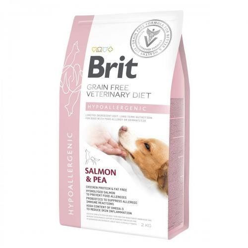 Brit GF VetDiets Dog Hypoallergenic 2 kg при пищевой аллергии  с лососем, горохом и гречкой