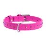 Ошейник WAUDOG Glamour с клеевыми стразами розовый, кожа, Размер: XS (27-36 см)
