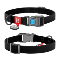 Ошейник WAUDOG Waterproof с QR паспортом, водостойкий, пластиковая пряжка-фастекс черный , COLLARTEX, Размер: XS (23-35  см)