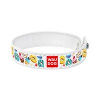 Браслет WAUDOG Design, рисунок "Пончики" Белый, кожа, 18-20  см