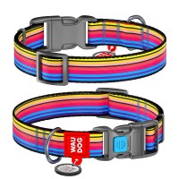 Ошейник WAUDOG Nylon с QR паспортом, рисунок "Линии 1", пластиковый фастекс Разноцветный, Нейлон, Размер: XS (23-35 см)