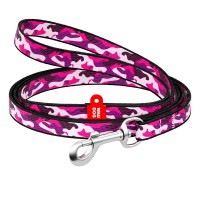 Поводок WAUDOG Nylon, рисунок  "Розовый камо" Разноцветный, Нейлон (122 см)
