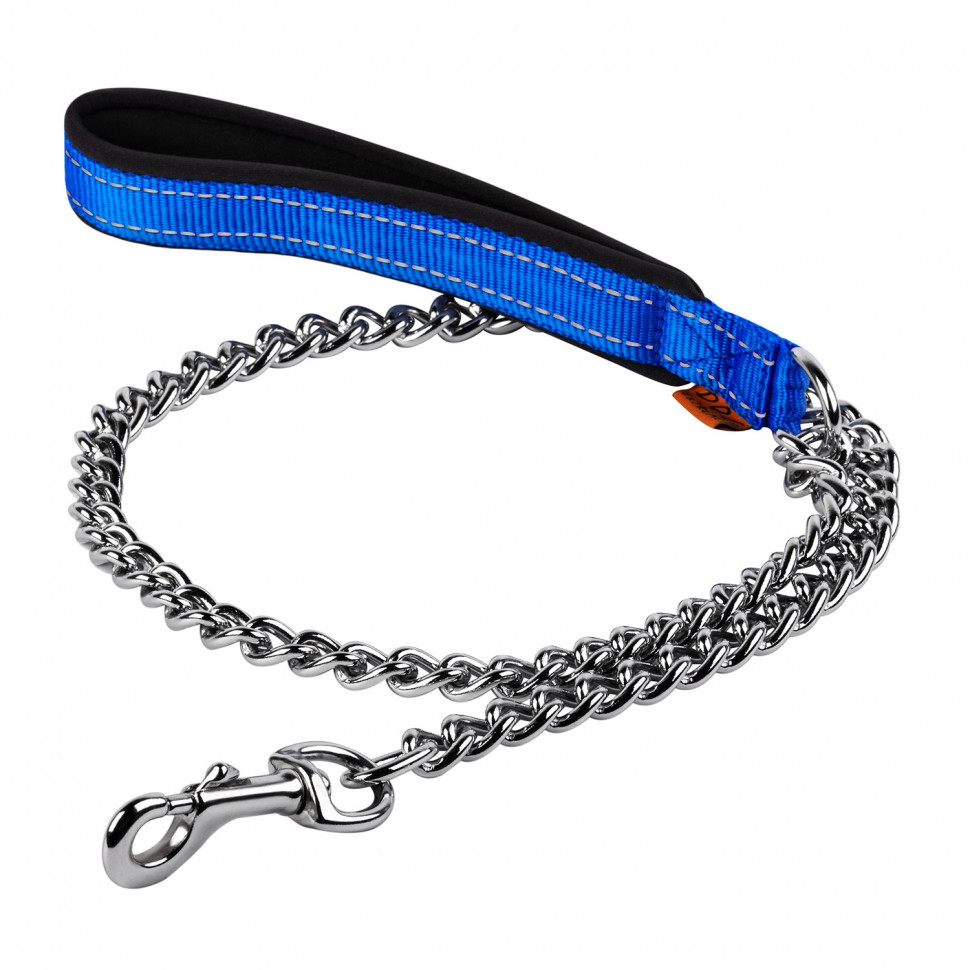Поводок-цепь DOG Extreme с прорезиненной ручкой  синий, нейлон (112 см)