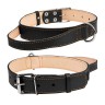 Ошейник "CoLLaR" двойной с ручкой  Черный, кожа, Размер: XL