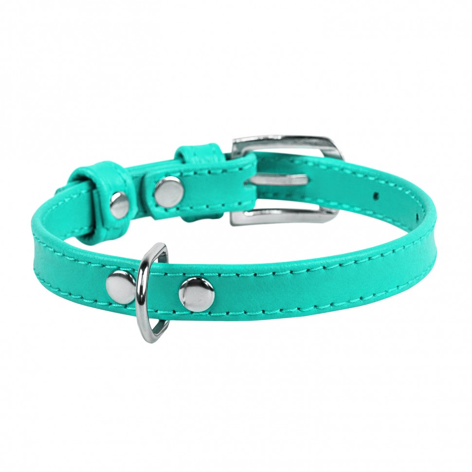 Ошейник WAUDOG Glamour без украшений  Ментоловый, кожа, Размер: XS (18-21 см)