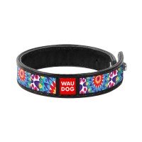 Браслет WAUDOG Design, рисунок "Цветы" Черный, кожа, 18-20  см
