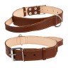Ошейник "CoLLaR" двойной с ручкой  Коричневый, кожа, Размер: XL