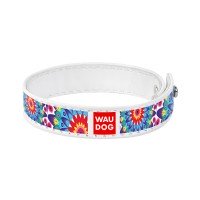 Браслет WAUDOG Design, рисунок "Цветы"  Белый, кожа, 18-20  см