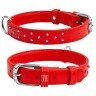 Ошейник WAUDOG Glamour с клеевыми стразами красный, кожа, Размер: S (30-39 см)