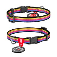 Ошейник WAUDOG Nylon с QR паспортом, рисунок "Линии 1", пластиковый фастекс Разноцветный, Нейлон, Размер: XS (20-30 см)