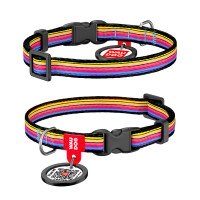 Ошейник WAUDOG Nylon с QR паспортом, рисунок "Линии 1", пластиковый фастекс Разноцветный, Нейлон, Размер: XS (20-30 см)