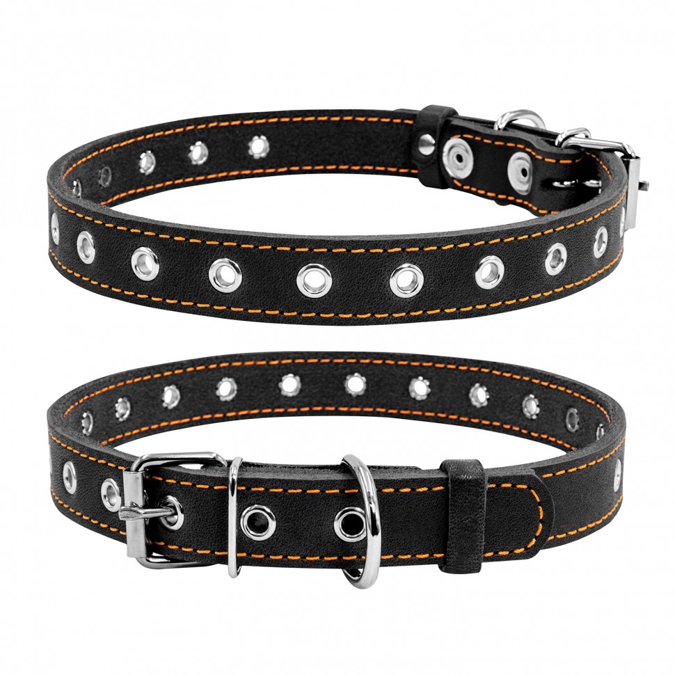 Ошейник безразмерный CoLLaR черный, кожа, Размер: s (50 см)