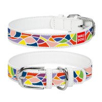 Ошейник WAUDOG Design, рисунок "Витраж"  Белый, кожа, Размер: XS (21-29  см)