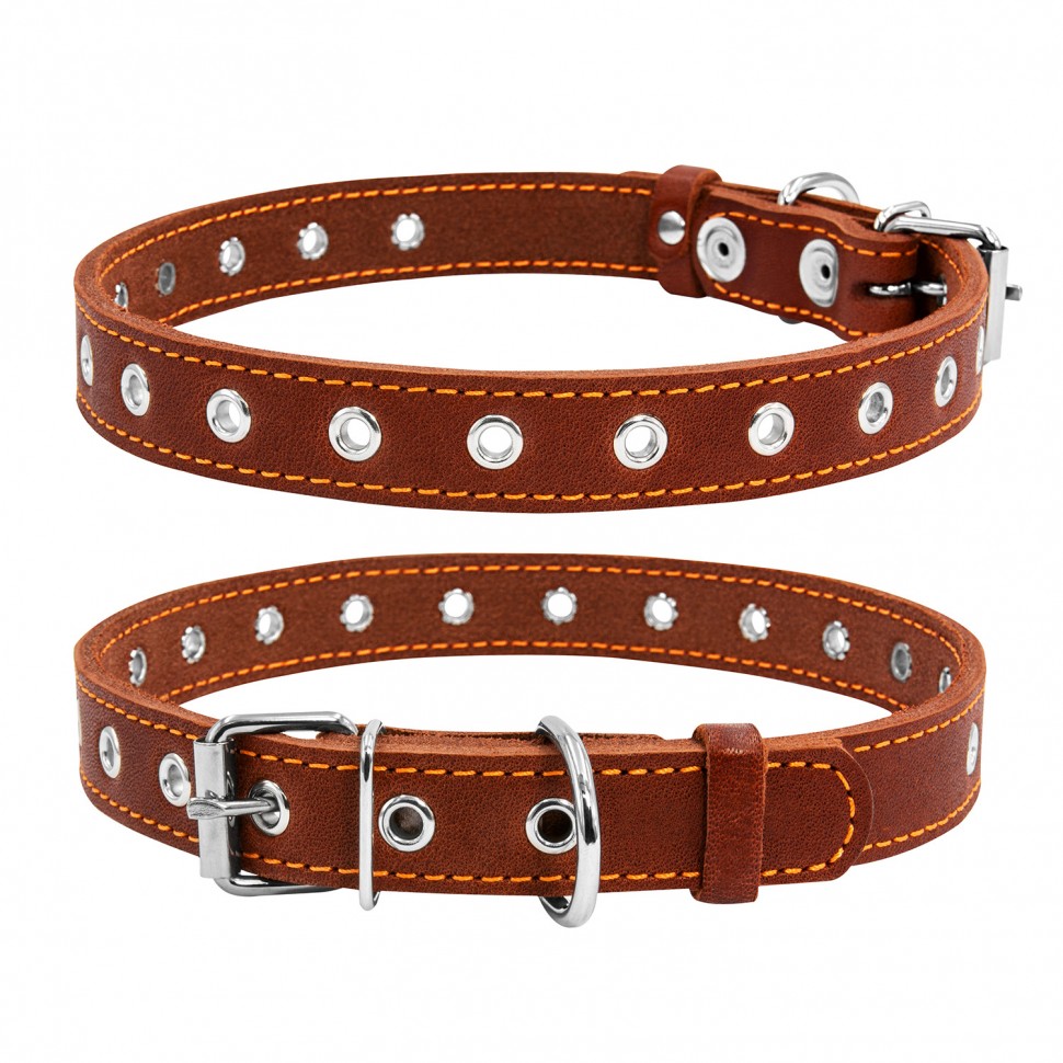 Ошейник безразмерный CoLLaR коричневый, кожа, Размер: s (50 см)