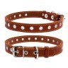 Ошейник безразмерный CoLLaR коричневый, кожа, Размер: s (50 см)