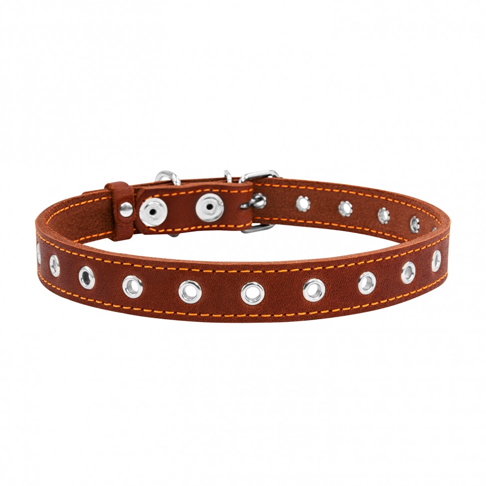 Ошейник безразмерный CoLLaR коричневый, кожа, Размер: s (50 см)