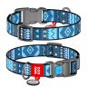Ошейник WAUDOG Nylon с QR паспортом, рисунок "Этно синий", пластиковый фастекс Разноцветый, нейлон, Размер: L (35-58  см)