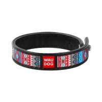 Браслет WAUDOG Design, рисунок "Этно" Черный, кожа, 18-20  см
