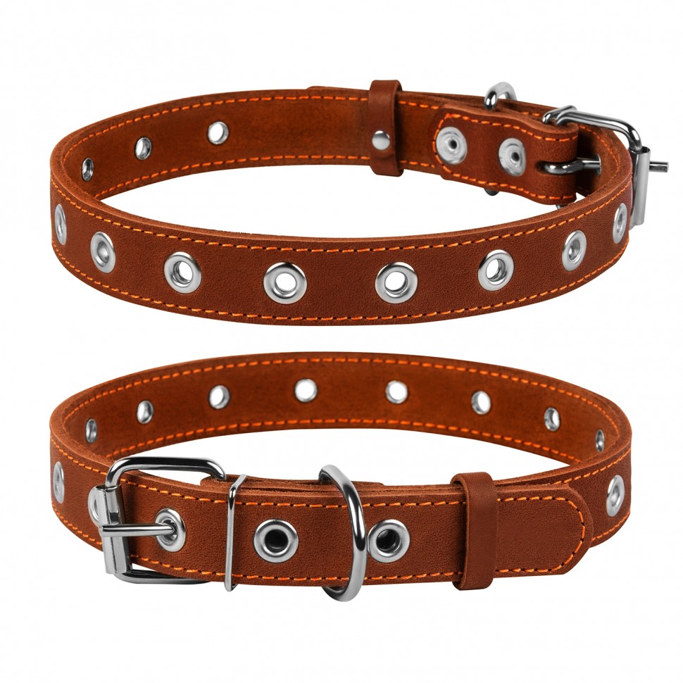 Ошейник безразмерный CoLLaR коричневый, кожа, Размер: M (60 см)