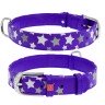 Ошейник WAUDOG Glamour с узором "Звездочка" Фиолетовый, кожа, Размер: M (38-49 см)