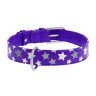 Ошейник WAUDOG Glamour с узором "Звездочка" Фиолетовый, кожа, Размер: M (38-49 см)