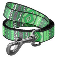 Поводок WAUDOG Nylon, рисунок  "Этно зелёный" Разноцветый, нейлонM (122 см)