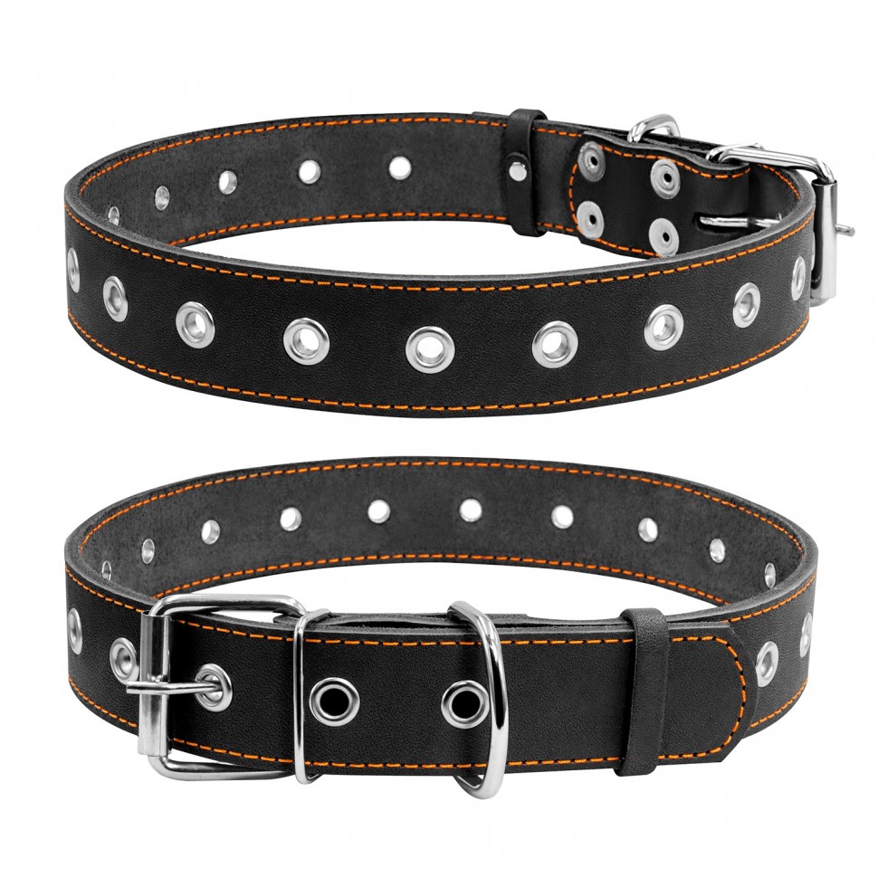 Ошейник безразмерный CoLLaR черный, кожа, Размер: L (69 см)
