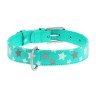 Ошейник WAUDOG Glamour с узором "Звездочка" Ментоловый, кожа, Размер: M (38-49 см)