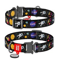 Ошейник WAUDOG Nylon с QR паспортом, рисунок "NASA", металлическая пряжка-фастекс   Разноцветный, Нейлон (24-40  см)