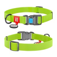 Ошейник WAUDOG Waterproof с QR паспортом, водостойкий, пластиковая пряжка-фастекс салатовый, COLLARTEX, Размер: S (24-40  см)