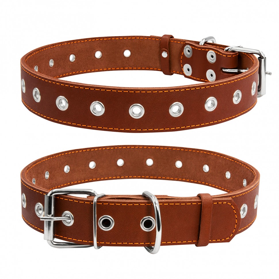 Ошейник безразмерный CoLLaR коричневый, кожа, Размер: L (69 см)
