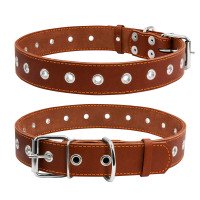 Ошейник безразмерный CoLLaR коричневый, кожа, Размер: L (69 см)