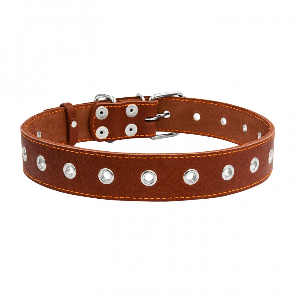 Ошейник безразмерный CoLLaR коричневый, кожа, Размер: L (69 см)