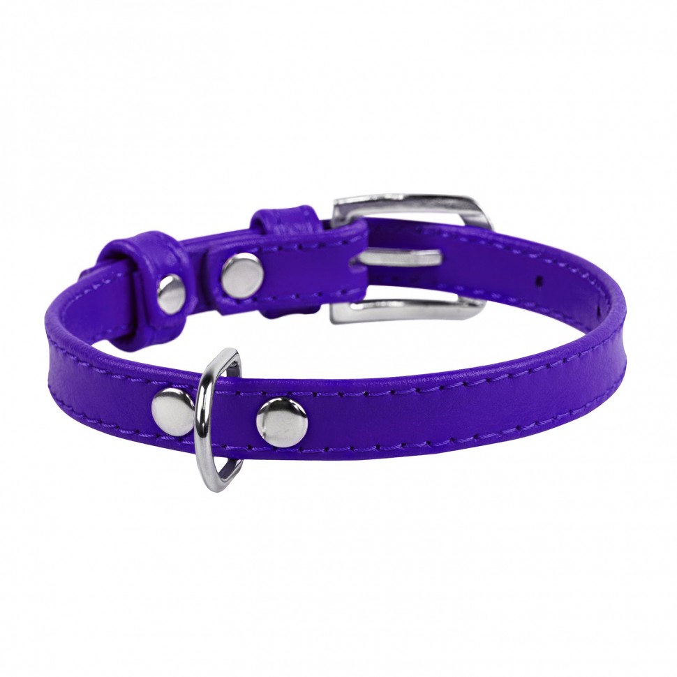 Ошейник WAUDOG Glamour без украшений  Фиолетовый, кожа, Размер: XS (19-25 см)