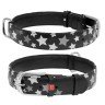 Ошейник WAUDOG Glamour с узором "Звездочка" Черный, кожа, Размер: L (46-60 см)