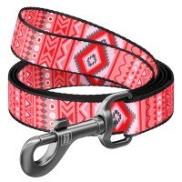Поводок WAUDOG Nylon, рисунок  "Этно красный" Разноцветый, нейлонM (122 см)