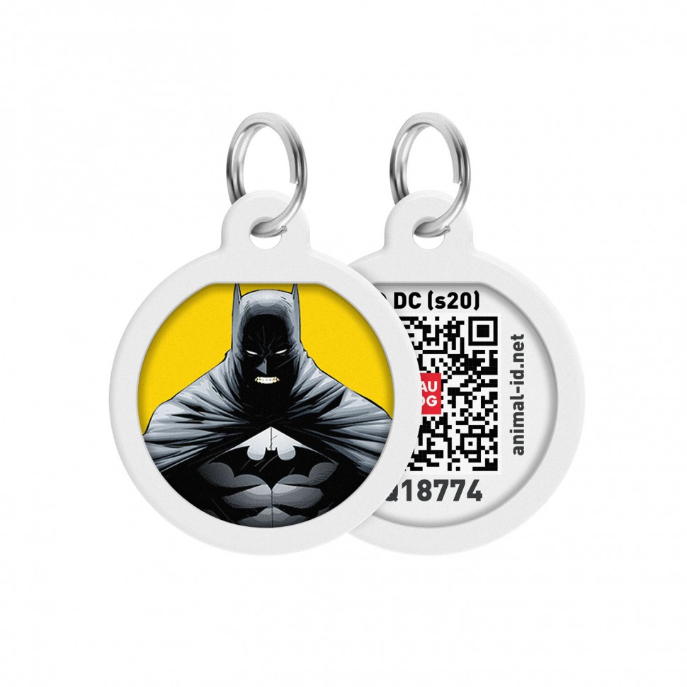 Адресник WAUDOG Smart ID с QR паспортом, премиум, рисунок "Бэтмен желтый"