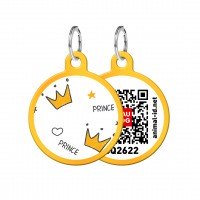 Адресник WAUDOG Smart ID с QR паспортом, рисунок "Короны", круг 30 мм, золото