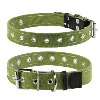 Ошейник безразмерный CoLLaR, брезентовый, х/б тесьма  зеленый, брезент, Размер: L (63 см)