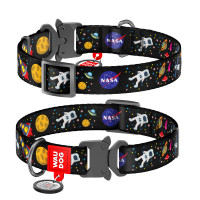 Ошейник WAUDOG Nylon с QR паспортом, рисунок "NASA", металлическая пряжка-фастекс   Разноцветный, Нейлон (35-58  см)