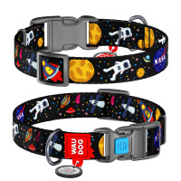 Ошейник WAUDOG Nylon с QR паспортом, рисунок "NASA", пластиковый фастекс Разноцветный, Нейлон, Размер: XS (23-35  см)