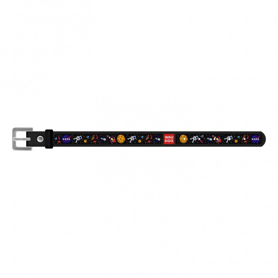 Браслет WAUDOG Design, рисунок "NASA"  Черный,  кожа, 17-23  см