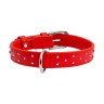 Ошейник WAUDOG Glamour с клеевыми стразами красный, кожа, Размер: M (38-49 см)