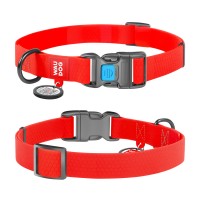 Ошейник WAUDOG Waterproof с QR паспортом, водостойкий, пластиковая пряжка-фастекс красный, COLLARTEX, Размер: M (31-49  см)