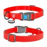 Ошейник WAUDOG Waterproof с QR паспортом, водостойкий, пластиковая пряжка-фастекс красный, COLLARTEX, Размер: M (31-49  см)