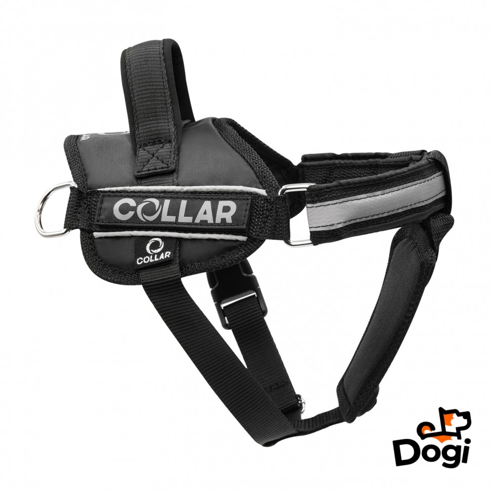 Шлея  DOG Extreme серия POLICE N 4 с фонариком черный, нейлон, Обхват груди 70-85 см